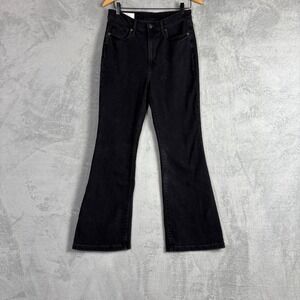 Gap 70s Flare High Rise Jeans Womens 29/8 Faded Black Stretch Denim Bohemian